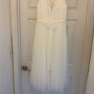 BNWT Windsor Point d’Esprit Tea-Length Dress w/ Detachable Bow – Elegant A-Line